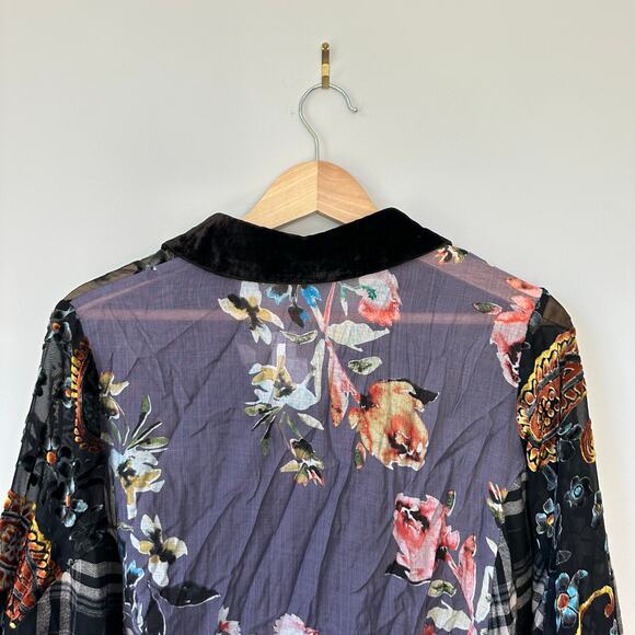 ARATTA Velvet Semi-Sheer Floral Paisley Print Dolman Sleeve Shirt NWT - Picture 12 of 12